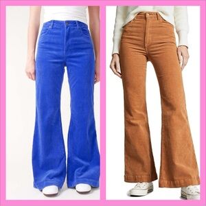 LOT ROLLAS High waisted East Coast Flare ELECTRIC BLUE & RUST